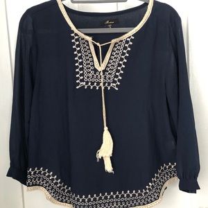 Navy blue peasant top